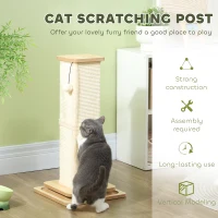 PawHut Cat Scratching Post, 67cm Cat Scratcher with Sisal Scratching Post, Track Ball Toy, Hanging Ball, 3 in 1 Cat Scratcher Post for Indoor Kittens, Oak(m-5)