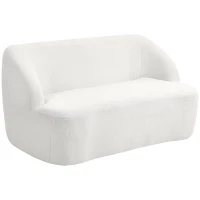 HOMCOM Modern 2 Seater Sofa, 142cm Loveseat with Curved Design, Upholstered Sherpa Fleece Small Sofa for Living Room, Bedroom, Home Office, No Assembly Required, Cream White(m-10)