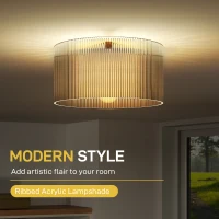 HOMCOM Clear Ceiling Light Fixture, Minimalist Semi Flush Mount Modern LED Ceiling Lamp for Living Room, Hallway, Dining Room, Kitchen(m-4)