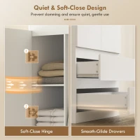 Szafa HOMCOM z 2 drzwiami Soft-Close, 2 szufladami, drążkiem na ubrania i 3 półkami, biała 80 x 55 x 177,5 cm(m-6)