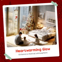 Outsunny LED Słup Latarniowy 215 cm Dekoracja Świąteczna z Ciepłobiałym Światłem, Stalowa Rama i Pasy Świąteczne, Dekoracja Bożonarodzeniowa, Oświetlenie Świąteczne na zewnątrz IP44(m-4)