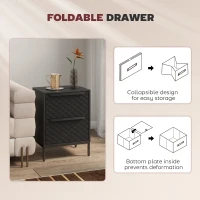 HOMCOM Chest of Drawers, Dresser with 2 Fabric Drawers and Aluminium Handles - Black(m-6)