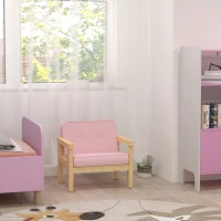 AIYAPLAY Fotel dla dzieci, sofa dziecięca z drewnianą ramą, w sztruksie, różowa, do pokoju dziecięcego, pokoju zabaw(m-9)