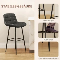 HOMCOM Adjustable Swivel Bar Stools Set of Two, Modern Breakfast Bar Chairs, Faux Leather Upholstered Kitchen Stools with Backs and Footrest, Charcoal Grey(m-7)