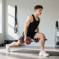 SPORTNOW Zestaw hantli 6-w-1 regulowany 15 KG - sztangi, kettlebells, uchwyty do pompek(m-8)