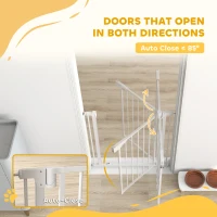 PawHut Baby Gate, Pet Safety Gate Pressure Fit, 76-82cm Wide with Two-Way Open, One-Hand Opening(m-5)