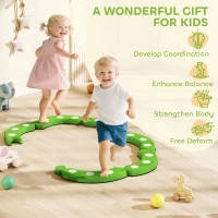 AIYAPLAY Belka równoważna dla dzieci, 6 kamieni równowagi z wyczuwalnymi kropkami do zabawy w pomieszczeniach i na zewnątrz, zabawka sensoryczna dla dzieci w wieku 3-8 lat, tor przeszkód, rozwijająca równowagę i koordynację, kolor zielony(m-4)