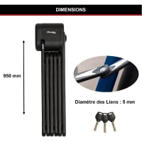 Antivol Vélo Pliable - MASTER LOCK - 8333EURDPRO - Acier Trempé, 3 Clés, Certifié, Support Inclus(m-6)