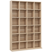 HOMCOM CD Storage Unit with Adjustable Shelves, 89 x 130.5 cm, Nature Wood Finish