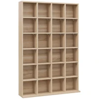HOMCOM CD Storage Unit with Adjustable Shelves, 89 x 130.5 cm, Nature Wood Finish(m-1)