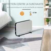HOMCOM Radiateur électrique avec thermostat et timer - chauffage panneau à convection - panneau LED tactile(m-4)