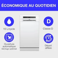 Lave-vaisselle pose libre - CONTINENTAL EDISON - CELV1145W - 11 couverts - 45 cm - 45 dB - Blanc(m-6)