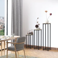 Outsunny Lot de 3 supports pot de fleurs porte-plantes carrées empilables - 21 x 21 x 50/70/90 cm - acier(m-10)