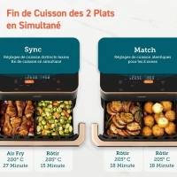 Friteuse sans huile COSORI - Dual Blaze Twinfry Chef Edition - Capacité 10L - 6 programmes - 2800W - Noir(m-5)