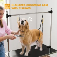 PawHut Hundepflegetisch Höhenverstellbar Tierpflegetisch Klappbar Hunde Pflegetisch Hundefriseur Tisch Schertisch Trimmtisch mit Unterkorb für Hunde Katzen bis zu 100 kg Schwarz(m-6)