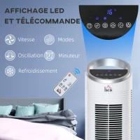 HOMCOM Climatiseur rafraîchisseur d'air 4 en 1-oscillant-timer, 3 modes, 3 vitesses - télécommande 2 blocs réfrigérants(m-9)