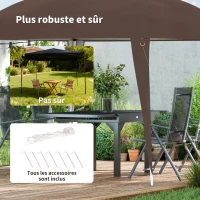Outsunny Tonnelle Barnum de Jardin Pop-up Pliant 2,4 x 2,4 m Acier Polyester Sac de Transport Chocolat(m-6)
