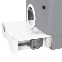 PawHut Lettiera per Gatti con Coperchio e Paletta, Doppio Ingresso e Vassoio Estraibile, 52x41x38.5 cm, Grigio(m-9)