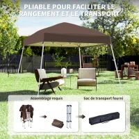 Outsunny Tonnelle Barnum de Jardin Pop-up Pliant 2,4 x 2,4 m Acier Polyester Sac de Transport Chocolat(m-5)