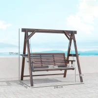 Outsunny Three-Seater Wooden Swing Bench(m-3)
