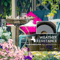 Outsunny 72cm Tall Antique Bird Bath for Garden, Vintage Style Birdbath with Bird Decoration and Flower Planter Base, Bird Bath Bowl for Outdoor, Bronze Tone(m-6)