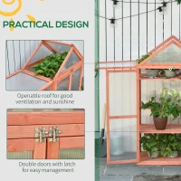 Outsunny Garden Cold Frame Polycarbonate Greenhouse with Adjustable Shelves, Double Doors, Openable Top Covers, Grow House for Flower Vegetable Plants, 80 x 47 x 138cm, Orange(m-5)