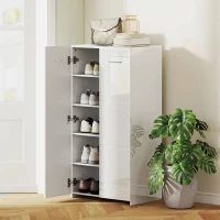 HOMCOM Scarpiera lucida, mobile porta-scarpe con ripiani regolabili per ingresso, corridoio, spazio per 10 paia, Bianco(m-2)