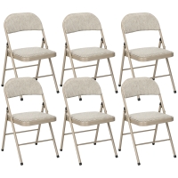 HOMCOM Lot de 6 chaises pliantes chaises de salle à manger portables cadre en acier dim. 45l x 46P x 78H cm beige