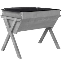 Outsunny Wooden Raised Garden Bed with Bed Liner, Elevated Planter Box with Legs, Light Grey(m-1)