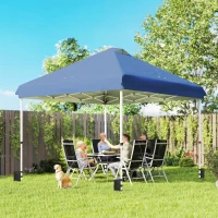 Outsunny 3 x 3 m Pop Up Gazebo with Wheels, UPF50+ One-Touch Outdoor Garden Party Tent Marquee Wedding Awning Canopy, Dark Blue(m-2)