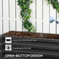 Outsunny 2 Tier Raised Garden Bed, Galvanised Planter Box with Open Bottom for Vegetables Flowers Herbs, 120x101x58cm, Dark Grey(m-5)
