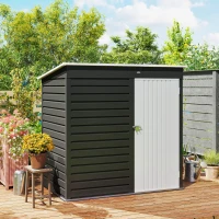 Outsunny 6 x 4ft Metal Garden Storage Shed, Outdoor Tool Storage Shed with Lockable Door and Gloves for Garden, Patio, Dark Grey(m-8)