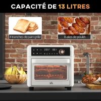 HOMCOM Four électrique de table 13L 1200W Friteuse à air 1200W Air Fryer avec 12 modes de chauffage et minuterie crème(m-4)