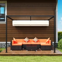 Outsunny 3 x 3 m Pergola, with Sliding Canopy - Cream White(m-9)