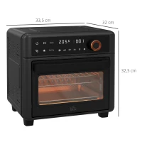 HOMCOM Mini Four, Friteuse à Air Chaud, 40-220°C, 12 Programmes, Accessoires, Noir(m-3)