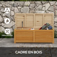 Outsunny Coffre de rangement extérieur jardin 176L en bois avec poignée, dim. 130L x 50l x 45H cm(m-6)
