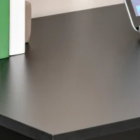 HOMCOM Bureau informatique, bureau avec rangement, 6 compartiments ouverts, table d'ordinateur pour chambre, studio, 120 x 55 x 120 cm, noir(m-7)