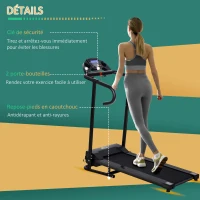 HOMCOM Tapis de course électrique pliable programmable 123 x 62 x 117 cm noir(m-8)