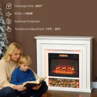 HOMCOM 4777 BTU Multicolour LED Electric Fireplace - White(m-7)