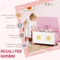 AIYAPLAY Baule Portagiochi con Coperchio per Bambini per Giocattoli e Vestiti, 60x37x39 cm, Rosa(m-7)
