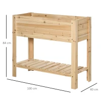 Outsunny Wooden Raised Plant Stand Outdoor Flower Bed Box with Clapboard 100 x 40 x 84cm(m-3)