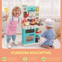 AIYAPLAY Cucina Giocattolo per Bambini 3-6 Anni con 92 Accessori, in PP, PE e ABS, 44.5x24x79 cm, Verde(m-8)