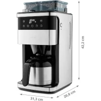 Cafetiere Filtre Digitale Isotherme avec Broyeur - MEDION - 1000W - 1,0L - Silver(m-6)