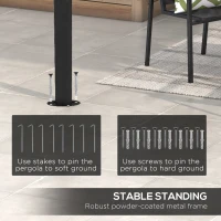 Outsunny 3 x 4m Metal Frame Pergola - Grey(m-6)