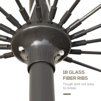 Outsunny 2.5m Shanghai Garden Parasol Umbrella with Crank & Tilt, Adjustable Outdoor Sun Shade, Off-White(m-7)