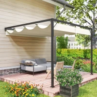 Outsunny 3 x 3 m Pergola, with Sliding Canopy - Cream White(m-7)