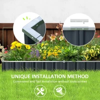 Outsunny 645L Metal Raised Garden Bed, DIY Large Steel Planter Box, No Bottom w/ A Pairs of Glove for Backyard, Patio to Grow Vegetables, Herbs, and Flowers, 258cmx90cm(m-5)