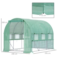 Outsunny Walk-in Polytunnel Greenhouse Green House with Roll-up Sidewalls, UV-resistant PE Cover, 3 x 2 x 2m, Green(m-3)