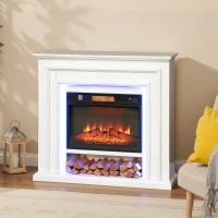 HOMCOM 4777 BTU Multicolour LED Electric Fireplace - White(m-9)