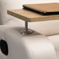 HOMCOM Fauteuil de relaxation fauteuil de massage inclinable avec Tablette, Poches latérales et Télécommande chaise TV pour Salon et Chambre, tissu en Microfibre Beige(m-8)